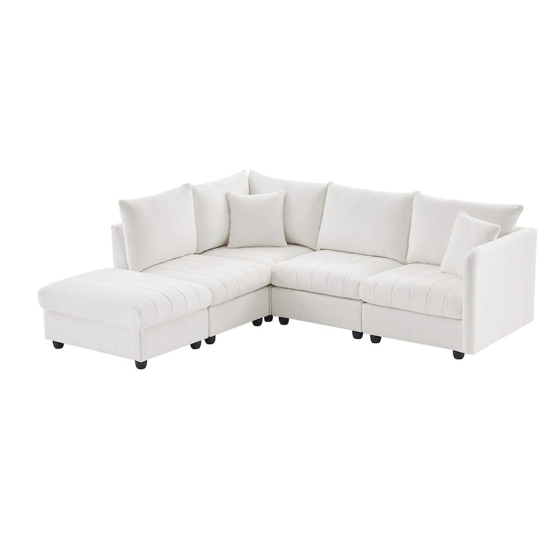 L-Shaped Modular Sectional Sofa, Upholstered Deep Seat Cloud Couch