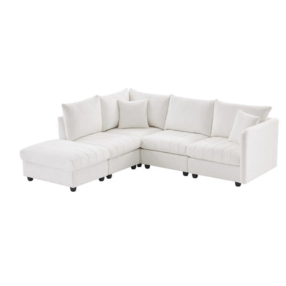 L-Shaped Modular Sectional Sofa, Upholstered Deep Seat Cloud Couch