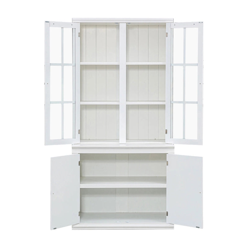 75.25 Tall Display Cabinet with Double Glass Doors, Traditional Style China Cabinet Hutch Cabinet