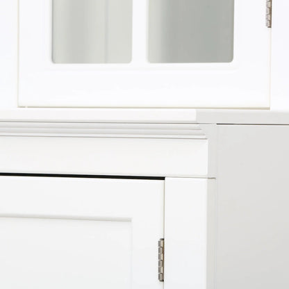 75.25 Tall Display Cabinet with Double Glass Doors, Traditional Style China Cabinet Hutch Cabinet