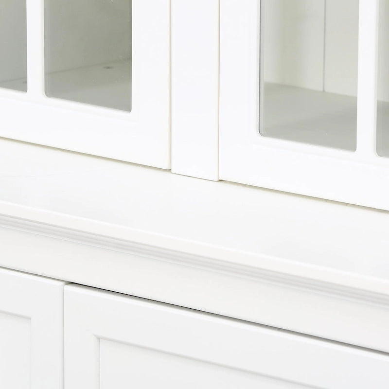 75.25 Tall Display Cabinet with Double Glass Doors, Traditional Style China Cabinet Hutch Cabinet