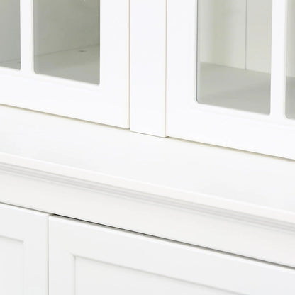 75.25 Tall Display Cabinet with Double Glass Doors, Traditional Style China Cabinet Hutch Cabinet