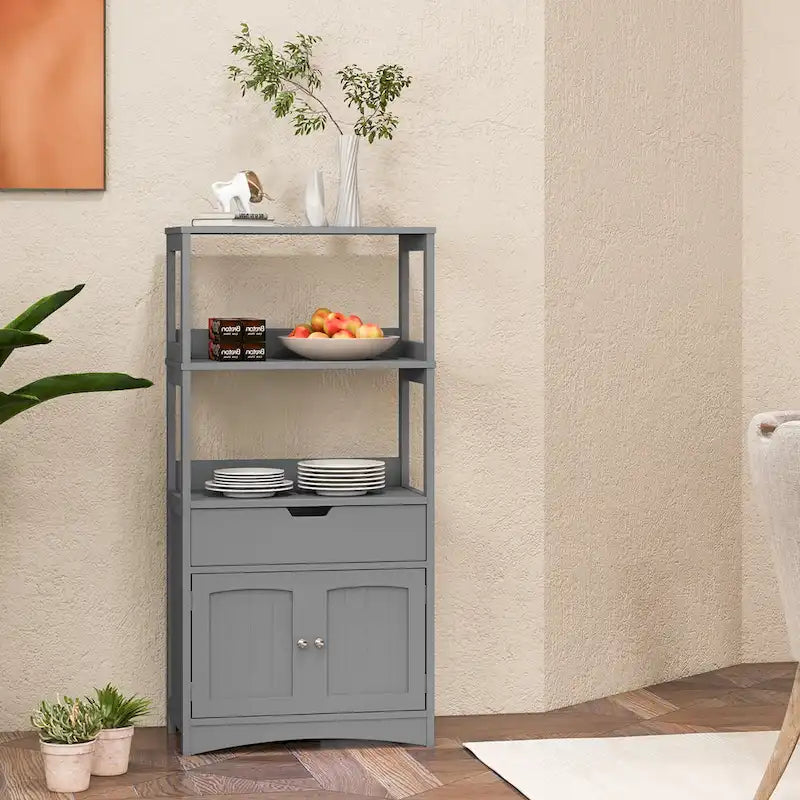 Gymax Bathroom Storage Cabinet w/Drawer Shelf Cupboard Floor Cabinet - See Details
