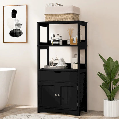 Gymax Bathroom Storage Cabinet w/Drawer Shelf Cupboard Floor Cabinet - See Details