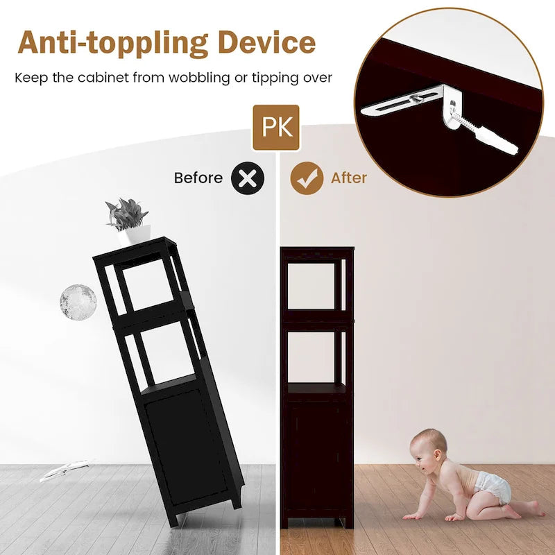 Gymax Bathroom Storage Cabinet w/Drawer Shelf Cupboard Floor Cabinet - See Details