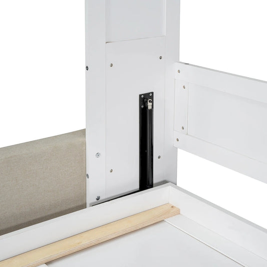 Queen Size Convertible Murphy Bed And Sofa - Space-Saving 2-in-1 Design with Integrated Storage, Dual-Piston Mechanism