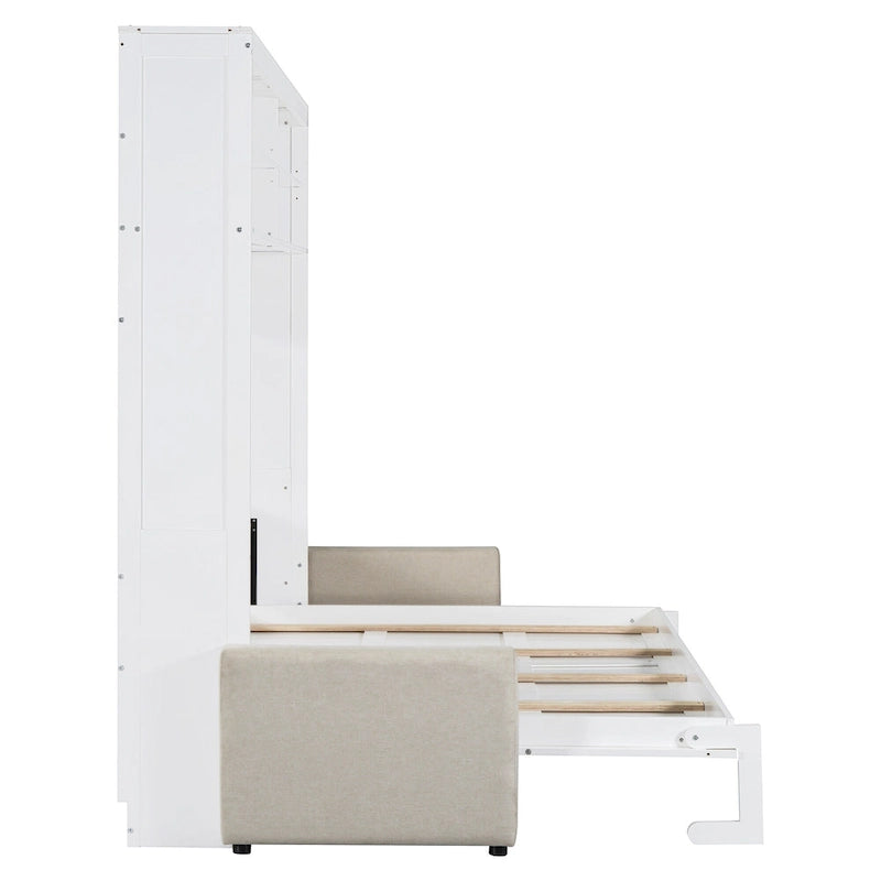 Queen Size Convertible Murphy Bed And Sofa - Space-Saving 2-in-1 Design with Integrated Storage, Dual-Piston Mechanism