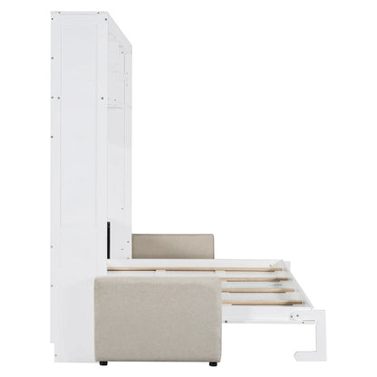 Queen Size Convertible Murphy Bed And Sofa - Space-Saving 2-in-1 Design with Integrated Storage, Dual-Piston Mechanism
