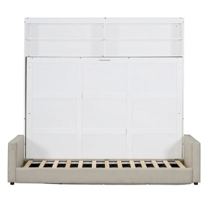 Queen Size Convertible Murphy Bed And Sofa - Space-Saving 2-in-1 Design with Integrated Storage, Dual-Piston Mechanism