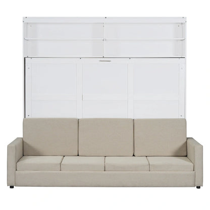 Queen Size Convertible Murphy Bed And Sofa - Space-Saving 2-in-1 Design with Integrated Storage, Dual-Piston Mechanism
