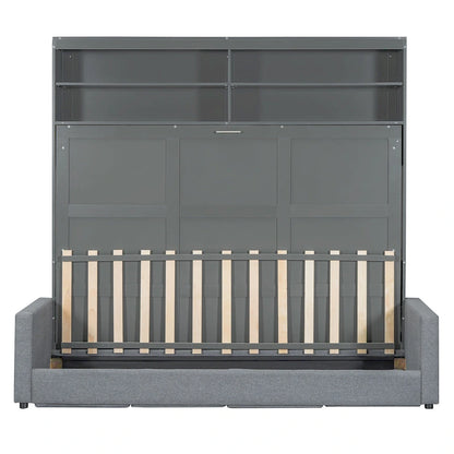 Queen Size Convertible Murphy Bed And Sofa - Space-Saving 2-in-1 Design with Integrated Storage, Dual-Piston Mechanism