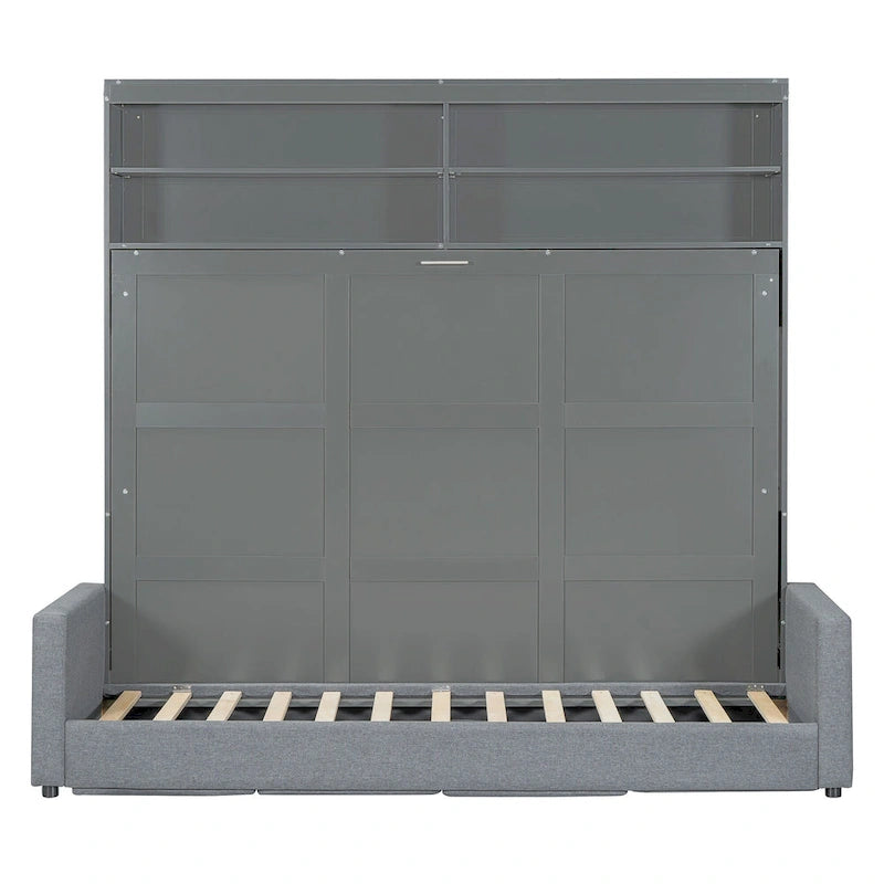 Queen Size Convertible Murphy Bed And Sofa - Space-Saving 2-in-1 Design with Integrated Storage, Dual-Piston Mechanism