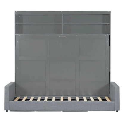 Queen Size Convertible Murphy Bed And Sofa - Space-Saving 2-in-1 Design with Integrated Storage, Dual-Piston Mechanism
