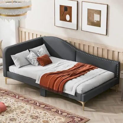 Modern Upholstered Daybed with Armrest and Headrest