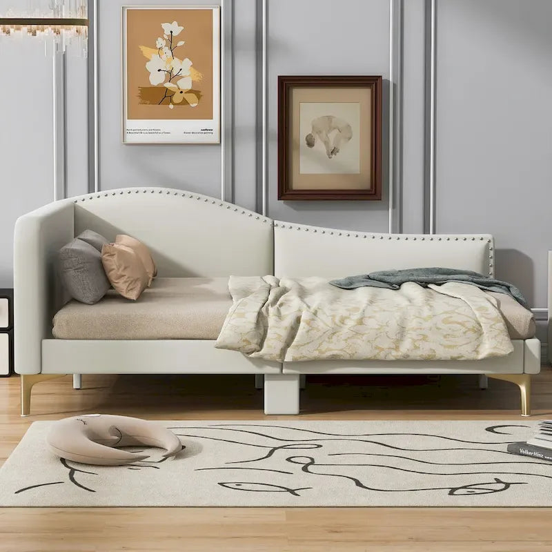Modern Upholstered Daybed with Armrest and Headrest
