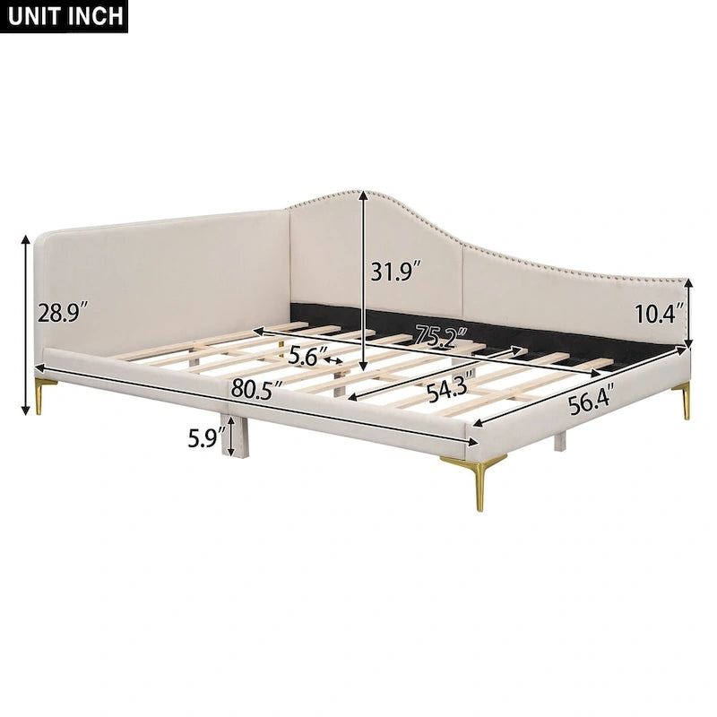 Modern Upholstered Daybed with Armrest and Headrest