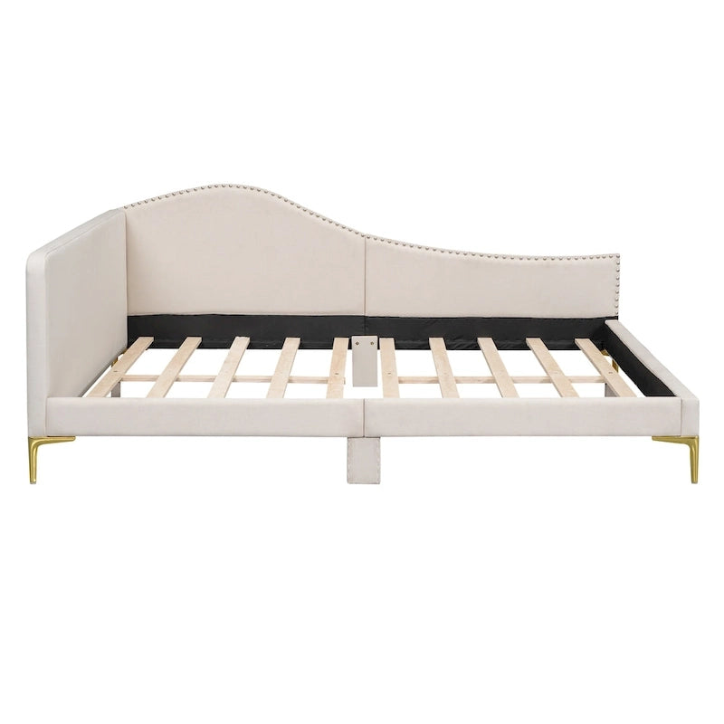 Modern Upholstered Daybed with Armrest and Headrest