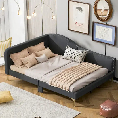 Modern Upholstered Daybed with Armrest and Headrest