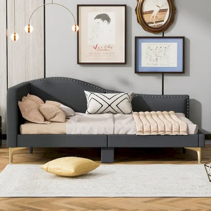 Modern Upholstered Daybed with Armrest and Headrest