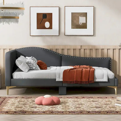 Modern Upholstered Daybed with Armrest and Headrest