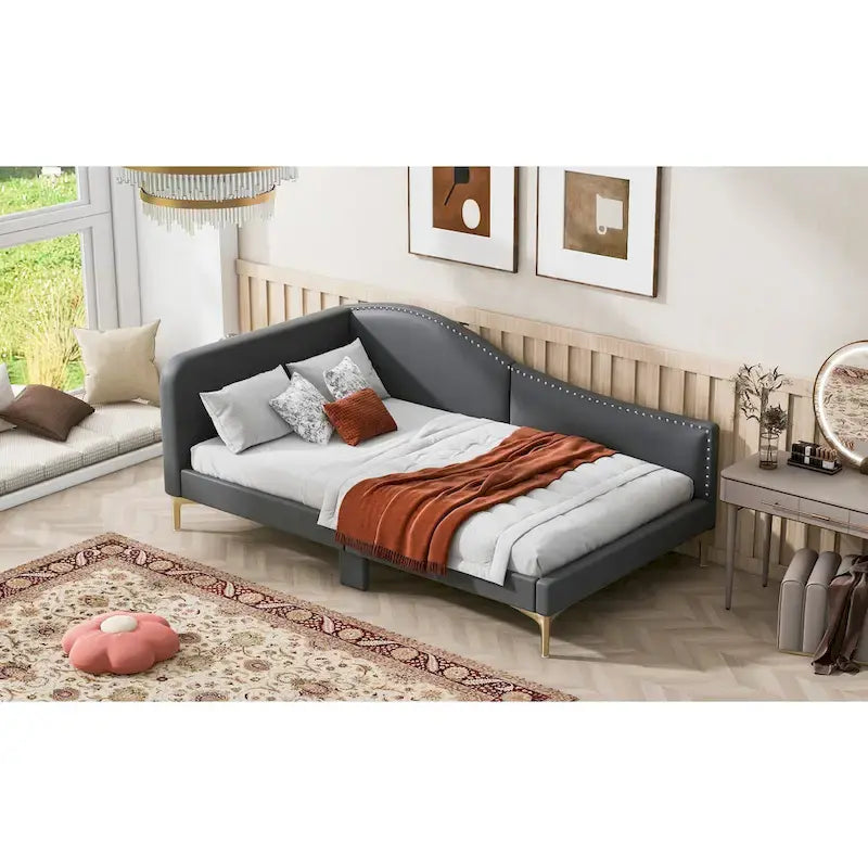 Modern Upholstered Daybed with Armrest and Headrest