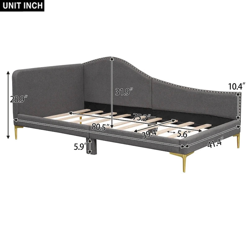 Modern Upholstered Daybed with Armrest and Headrest