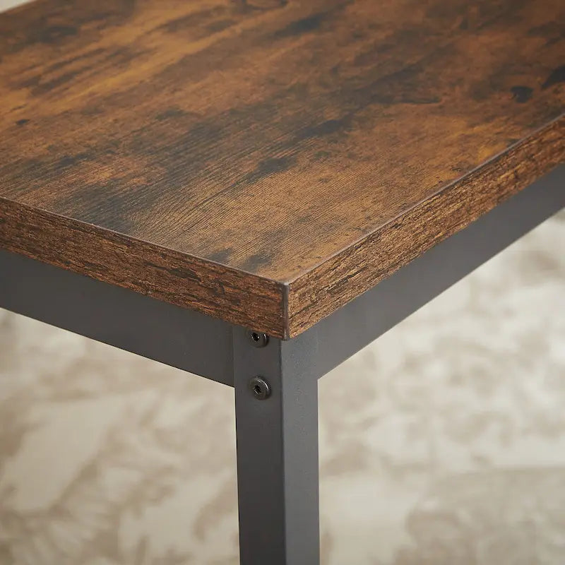 Rustic 4-Piece Dining Set with Rectangular Table &amp; 3 PU Leather Bar Chairs