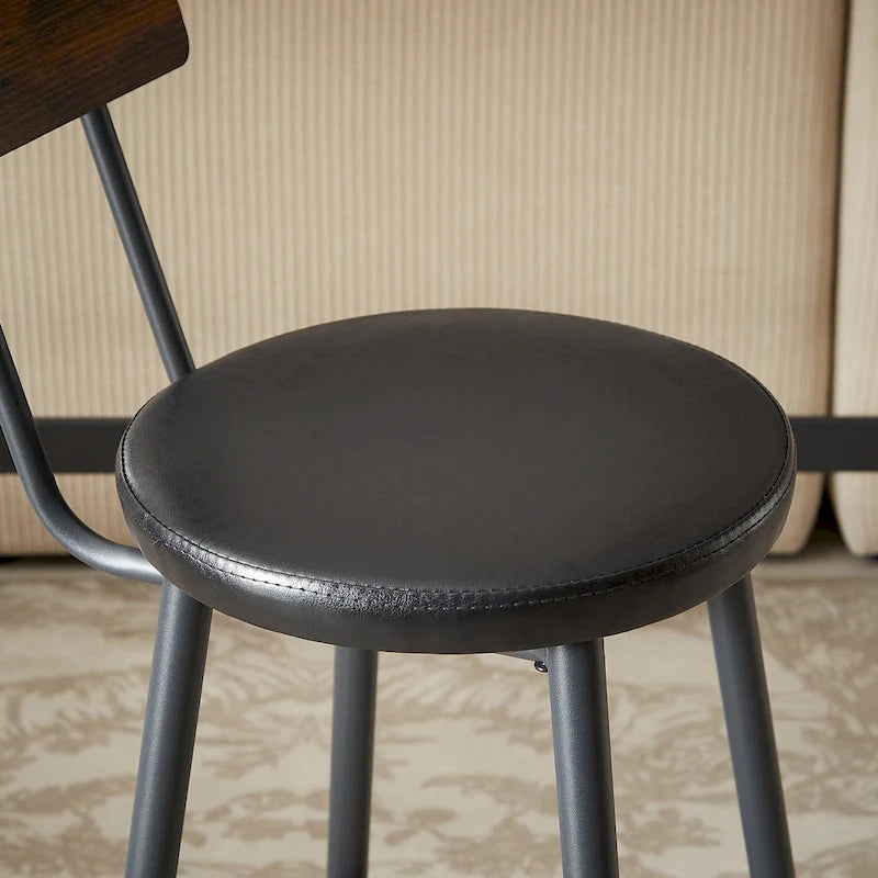 Rustic 4-Piece Dining Set with Rectangular Table &amp; 3 PU Leather Bar Chairs