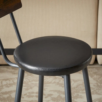 Rustic 4-Piece Dining Set with Rectangular Table &amp; 3 PU Leather Bar Chairs