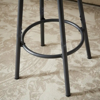 Rustic 4-Piece Dining Set with Rectangular Table &amp; 3 PU Leather Bar Chairs