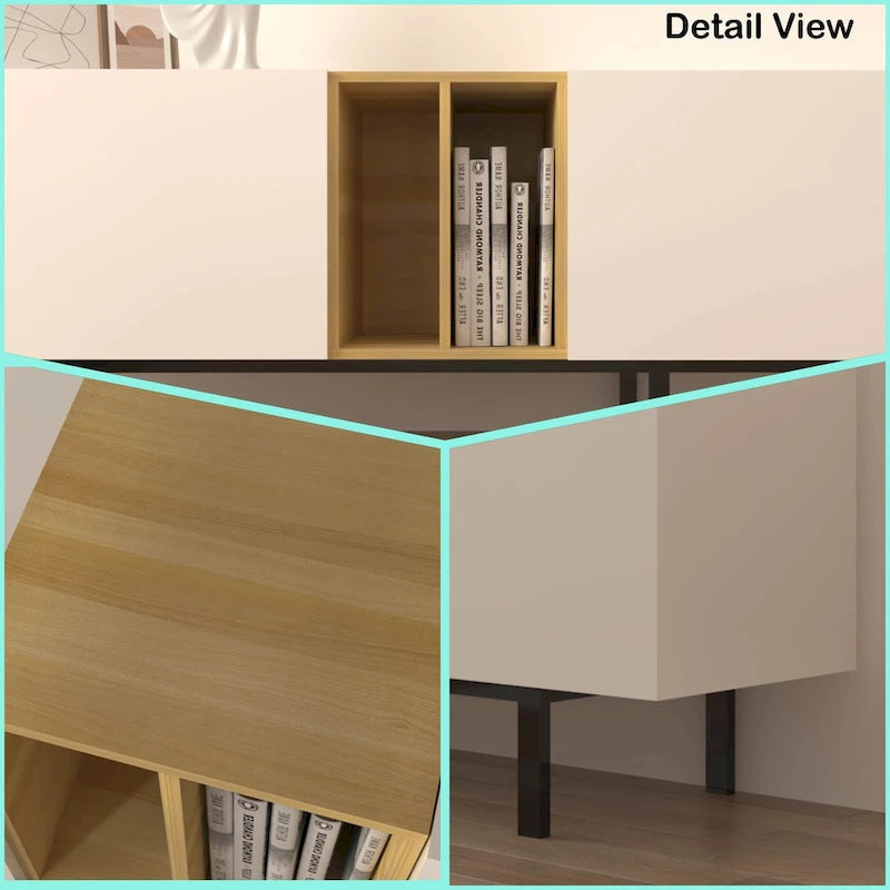 White 77 TV Console with Big Storage &amp; Built-in Socket for TVs Up to 70