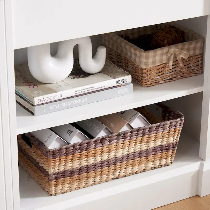 White 66 TV Stand with Large Cabinet &amp; Adjustable Shelves for TVs Up to 65