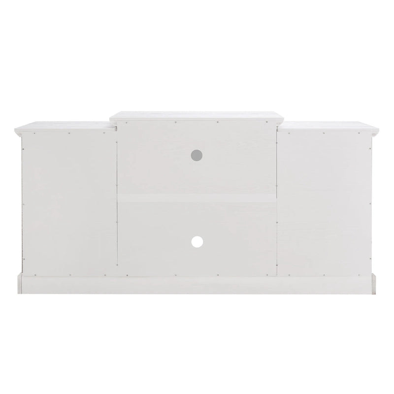 White 66 TV Stand with Large Cabinet &amp; Adjustable Shelves for TVs Up to 65