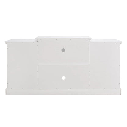 White 66 TV Stand with Large Cabinet &amp; Adjustable Shelves for TVs Up to 65