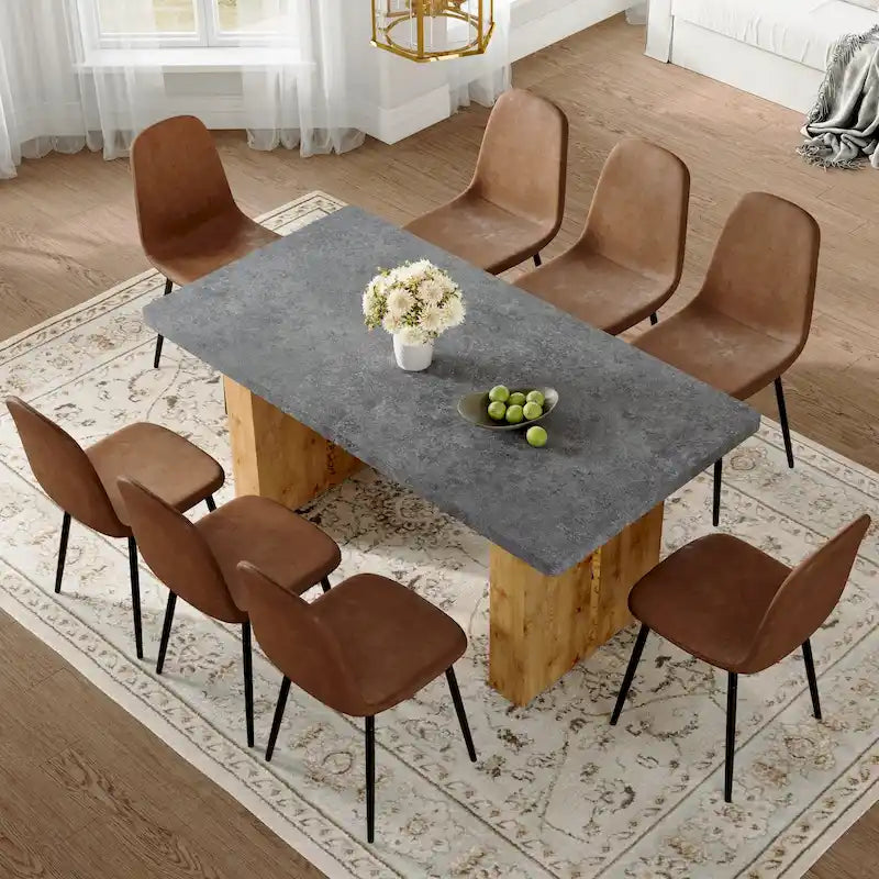 Rectangular Dining Table With Rounded Corners Modern Dining Set with Rectangular Table & Round Corner Chairs – Graintone