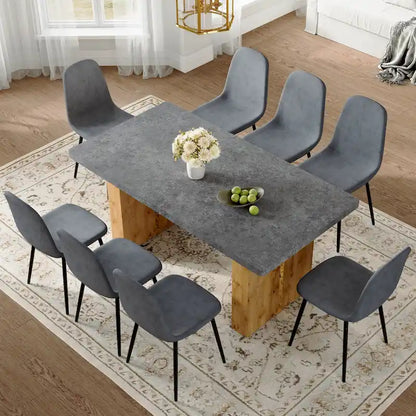 Modern Dining Set with Rectangular Table &amp; Round Corner Chairs