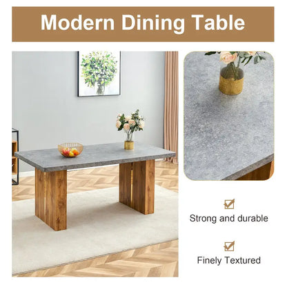 Modern Dining Set with Rectangular Table &amp; Round Corner Chairs