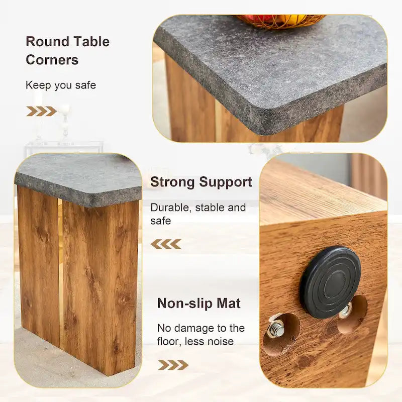 Modern Dining Set with Rectangular Table &amp; Round Corner Chairs