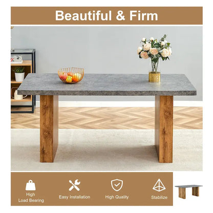 Modern Dining Set with Rectangular Table &amp; Round Corner Chairs