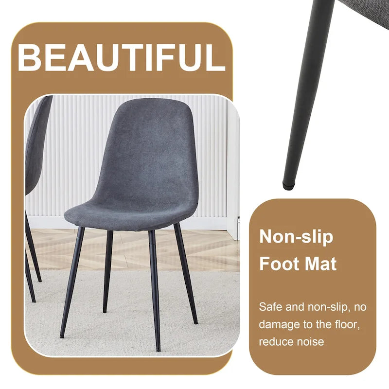 Modern Dining Set with Rectangular Table &amp; Round Corner Chairs