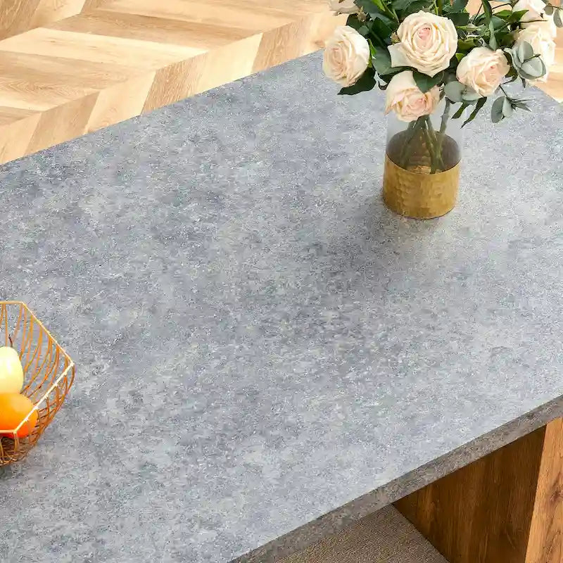 Modern Dining Set with Rectangular Table &amp; Round Corner Chairs