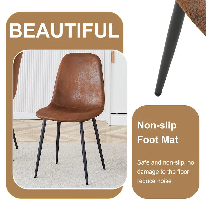 Modern Dining Set with Rectangular Table &amp; Round Corner Chairs