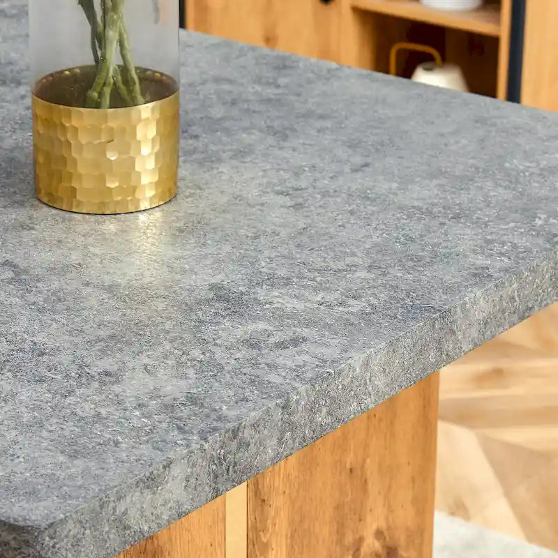 Modern Dining Set with Rectangular Table &amp; Round Corner Chairs