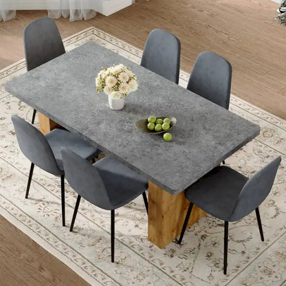 Modern Dining Set with Rectangular Table &amp; Round Corner Chairs