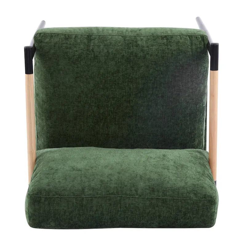 Polyester Accent Chair with Metal Frame &amp; Wooden Armrests