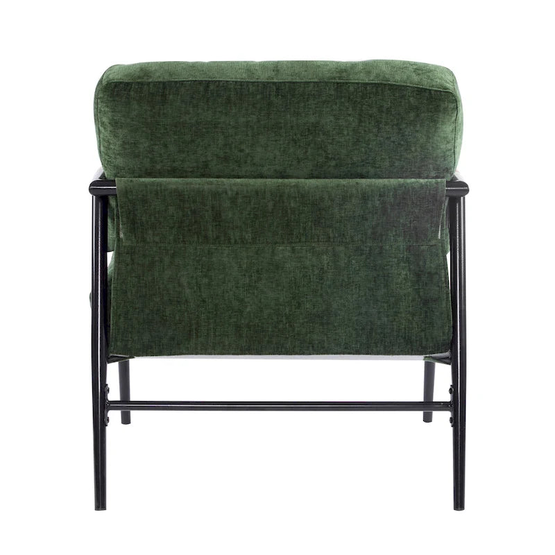 Polyester Accent Chair with Metal Frame &amp; Wooden Armrests