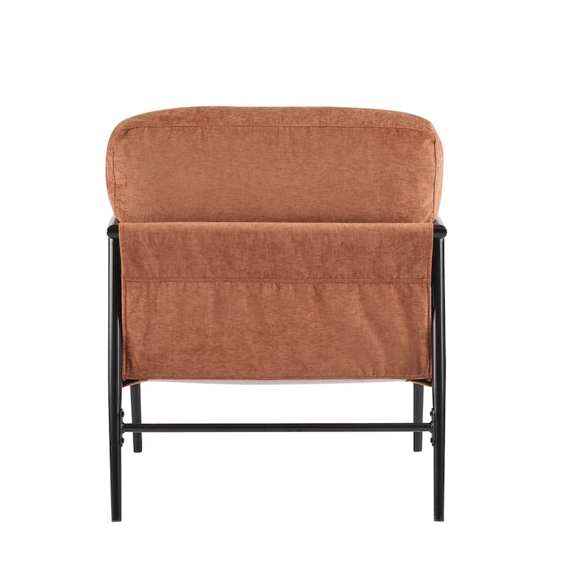 Polyester Accent Chair with Metal Frame &amp; Wooden Armrests