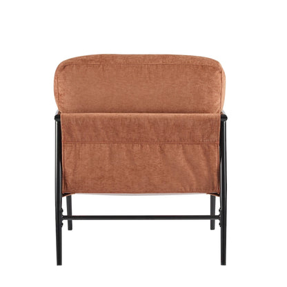Polyester Accent Chair with Metal Frame &amp; Wooden Armrests