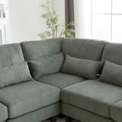 102.75 Corduroy L-Shaped Modular Sectional Sofa with Storage and Cup Holder