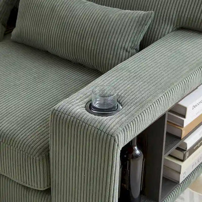 102.75 Corduroy L-Shaped Modular Sectional Sofa with Storage and Cup Holder